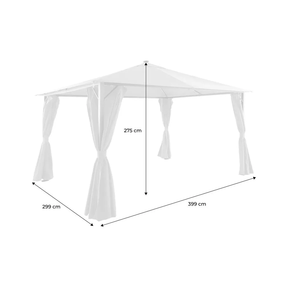 sweeek Aluminum gazebo 4x3m with wood effect, curtains, & LED in Beige 4