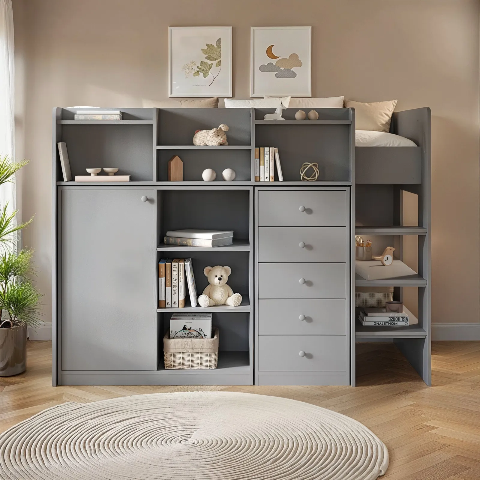 Flair Wizard Mid High Sleeper Storage Station in Grey 2