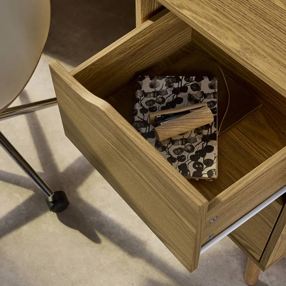sweeek 2-drawer Desk With Vintage Walnut Effect in Light Grey 6