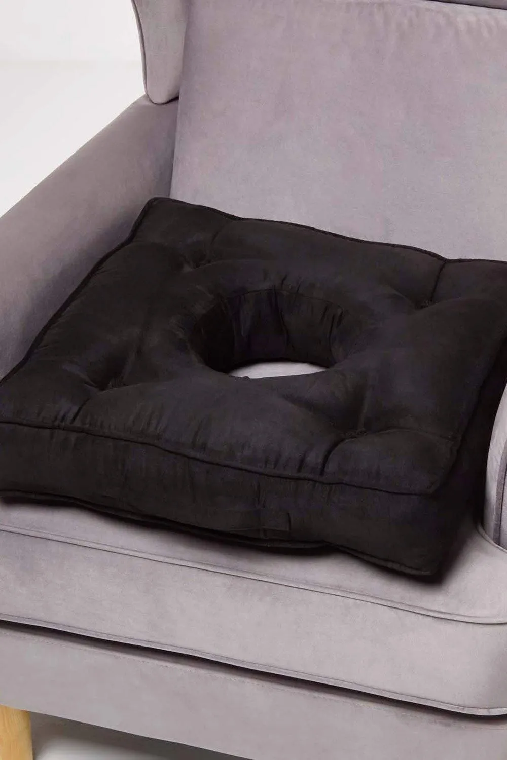 Homescapes Faux Suede Coccyx Cushion in Black 1