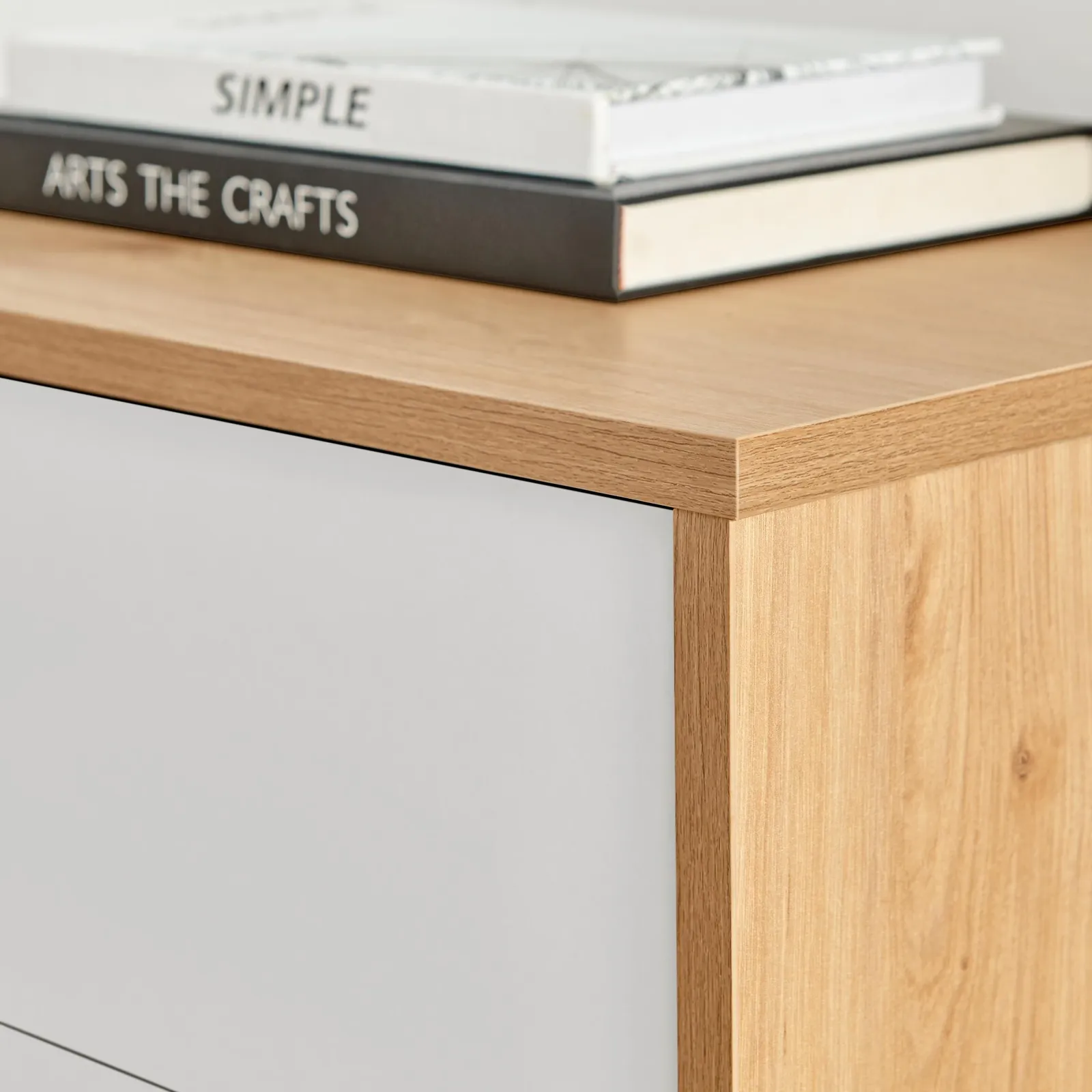FurnitureboxUK Bisset Off-White & Wood Effect Chest of 5 Drawers 4