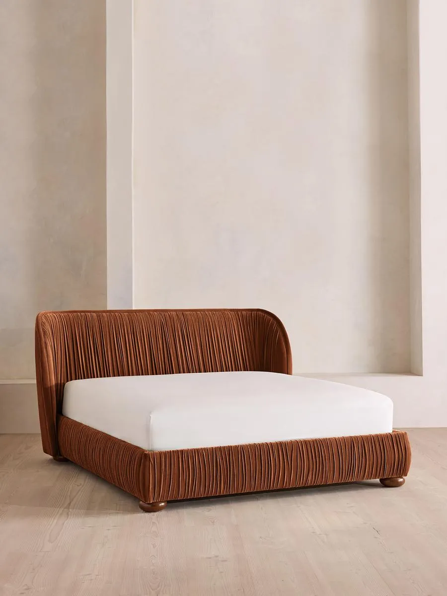 Blair Bed, King, Velvet, Cinnamon