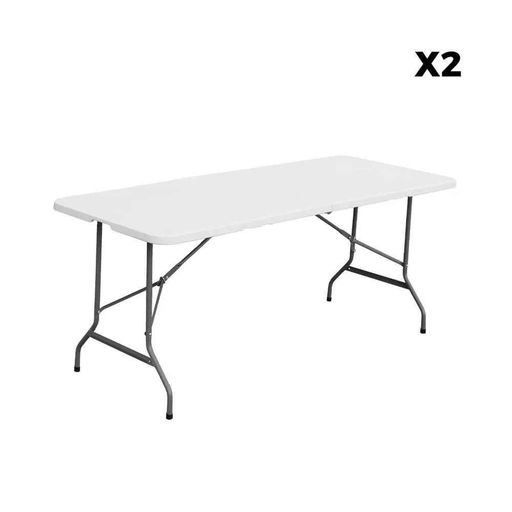 sweeek Pair of folding plastic reception tables with 12 chairs in White 6