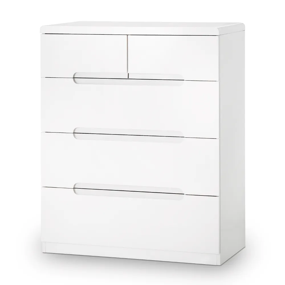 Manhattan - Gloss 3 + 2 Drawer Chest - White - Wooden - Happy Beds
