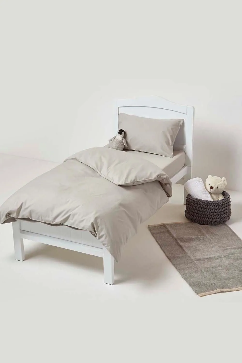 Homescapes Cotton Cot Bed Fitted Sheets 200 Thread Count, 2 Pack in Grey 2