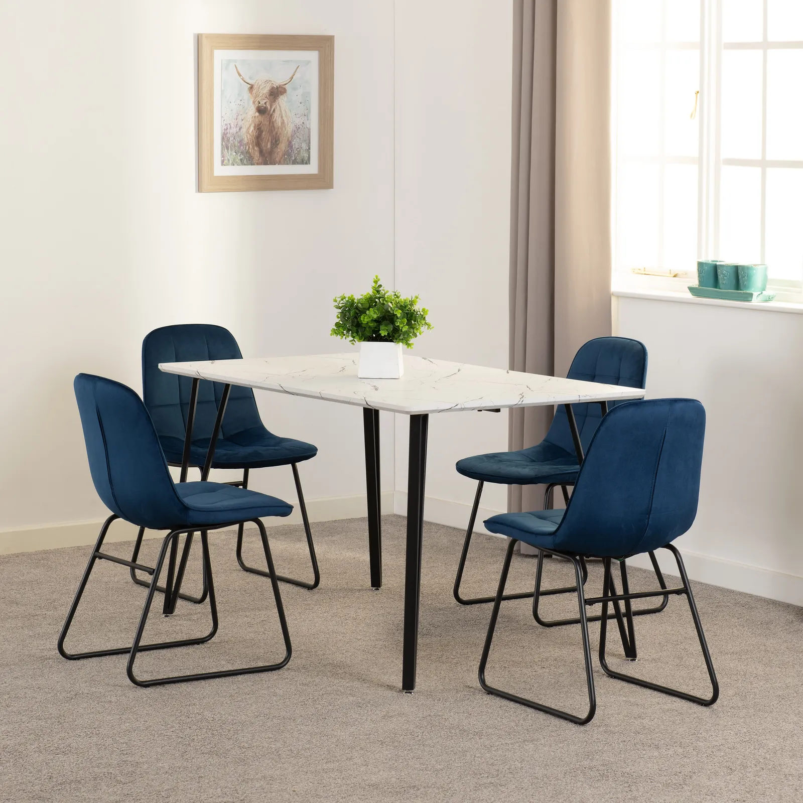 Seconique Marlow & Lukas Dining Set in Blue 1