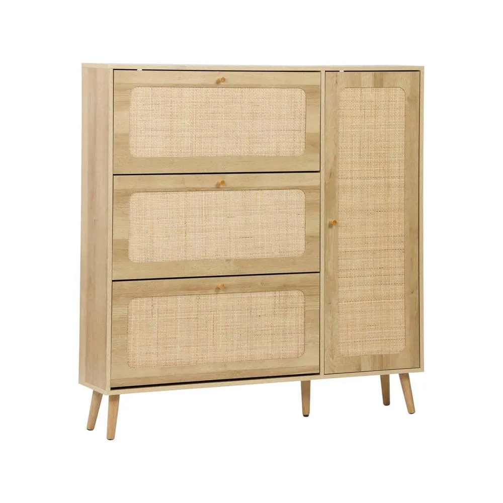 sweeek Canework shoe cabinet with 3 drawers in Beige 3