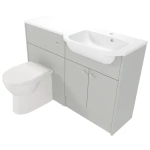 Deccado Benham Whisper Grey Right Hand 1200mm Fitted Vanity & Toilet Pan Unit Combination with Right Hand Basin
