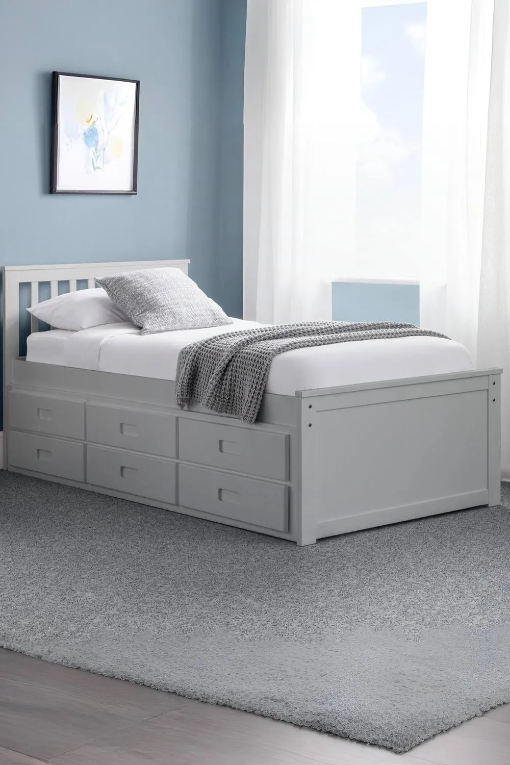 Julian Bowen Maisie Bed with Underbed & Storage Drawers in Grey 1