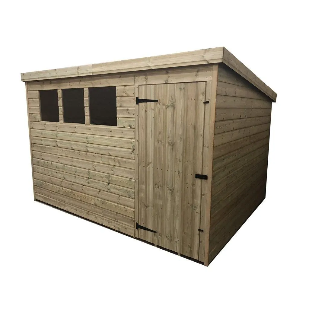 Marlborough 10 x 4 Pressure Treated Pent Garden Shed with Single Door in Natural 4