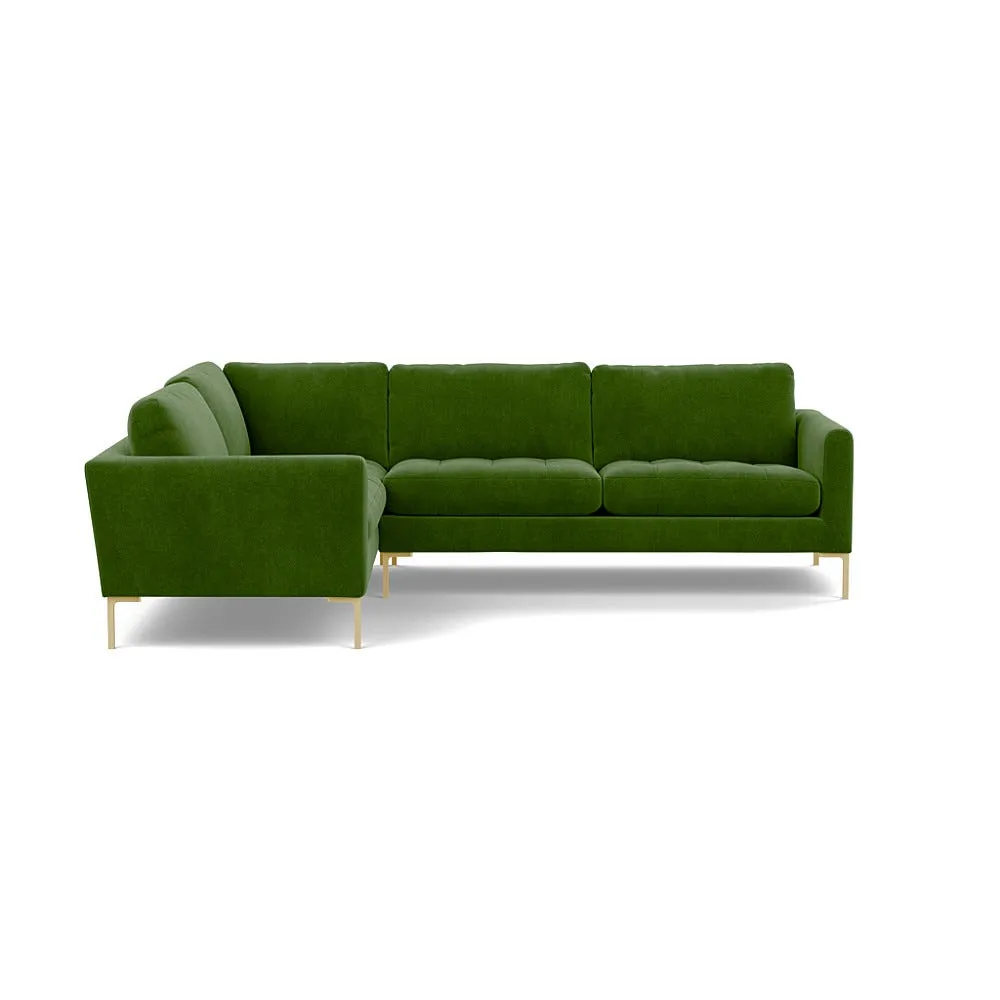 Heal's Eton Left Hand Facing Corner Sofa Smart Luxe Velvet Grass Brass Feet 1