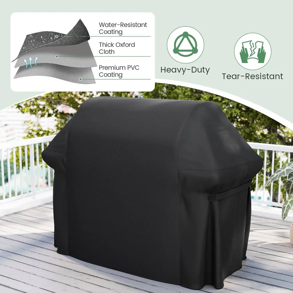 Costway Grill Cover Heavy Duty Waterproof BBQ Cover with Dual Handles in Black