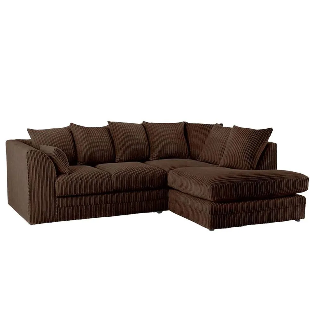 Bliss Furniture Jumbo Cord 4-Seater Right Hand Corner Sofa in Brown, Cozy & Elegant in Brown