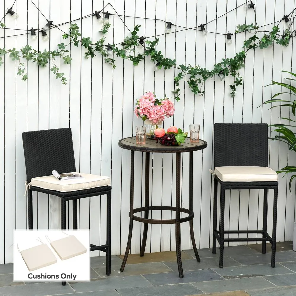 OUTSUNNY 45 x 45cm Replacement Garden Seat Cushion Pad with Ties in Cream