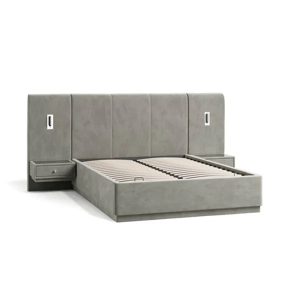Oversized Ottoman Hotel Bed Frame, Velvet 6