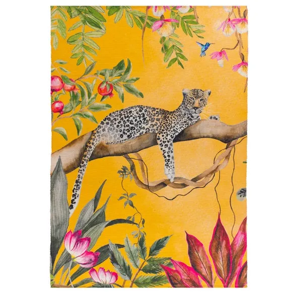 Wylder Tropics Leopard Ochre Washable Indoor Outdoor Rug 2