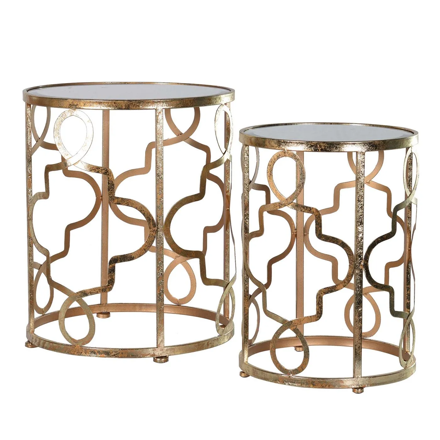 Pair of Patterned Side Tables, Gold