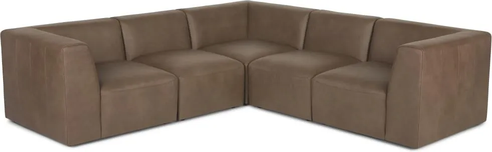 Juno 5 Seater Corner Sofa, Columbus Brown Leather