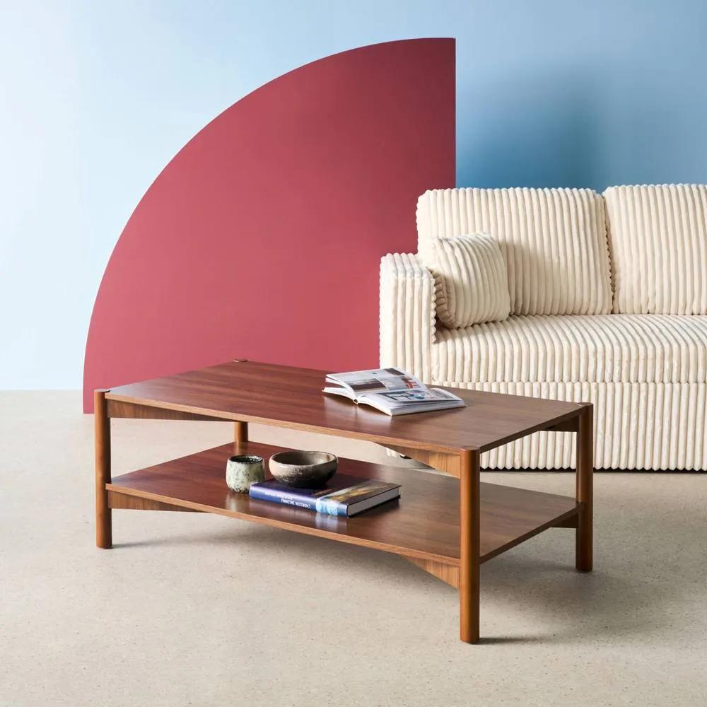 sweeek Rectangular coffee table wood decor double tray in Dark Brown 4