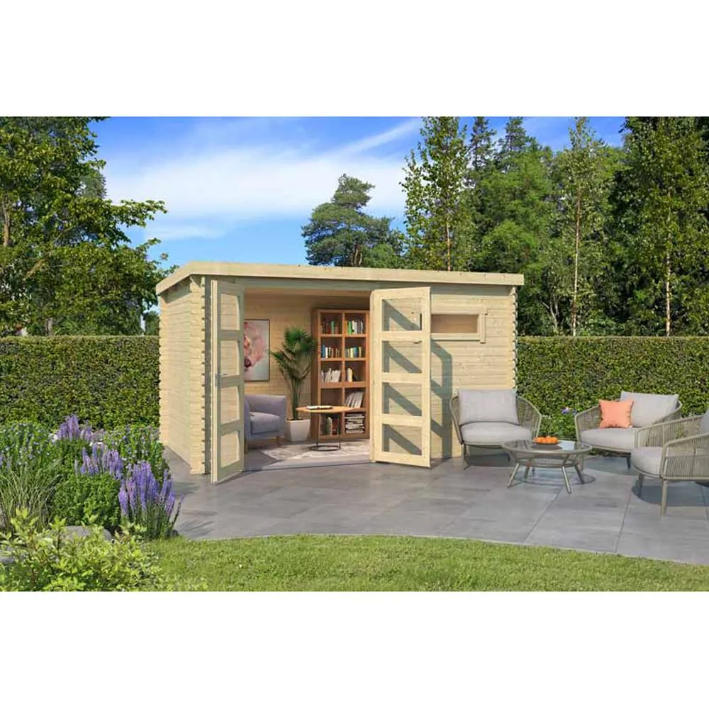 Lasita Maja Ltd Augusta-Log Cabin, Garden Room, Home Office - L400xW254.9xH216.6 cm in Light Brown