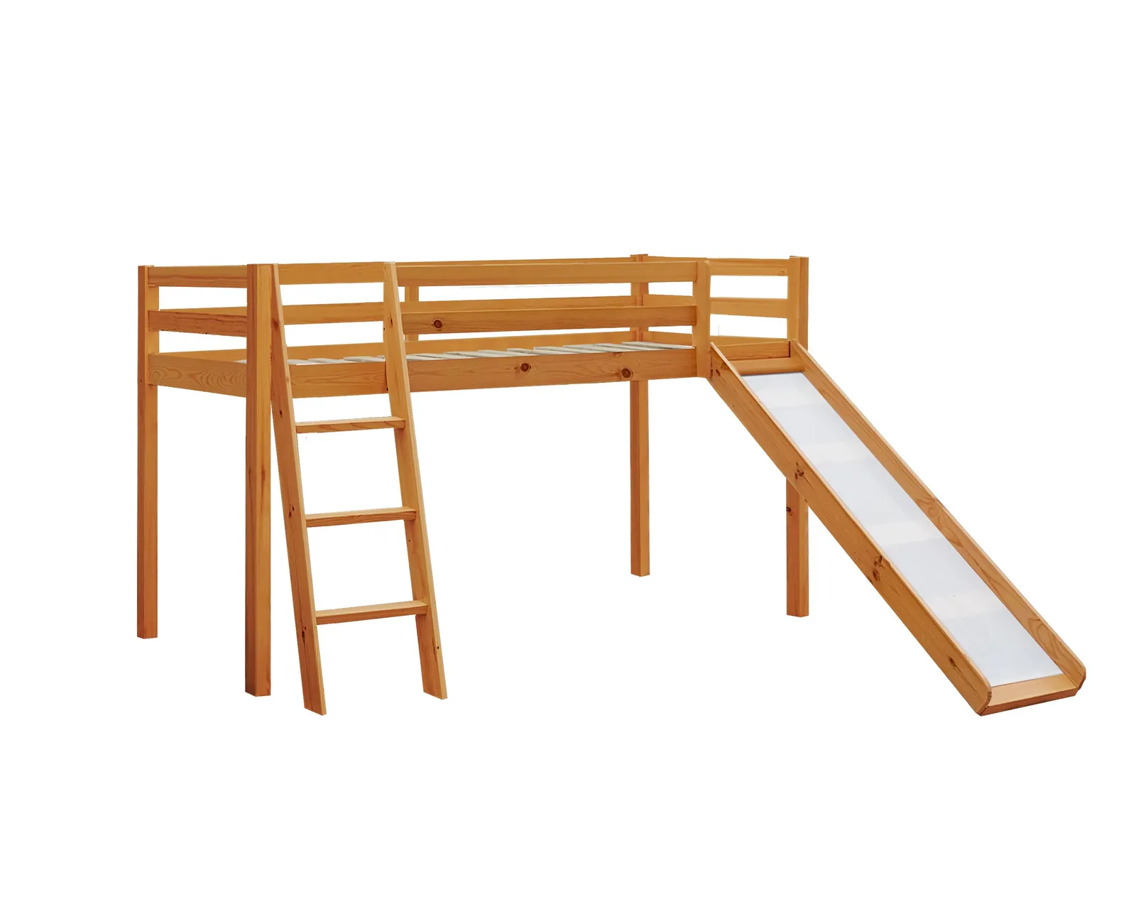 Comfy Living Ltd 3ft Wooden Mid Sleeper Various Colours With Slide in Light Brown 2