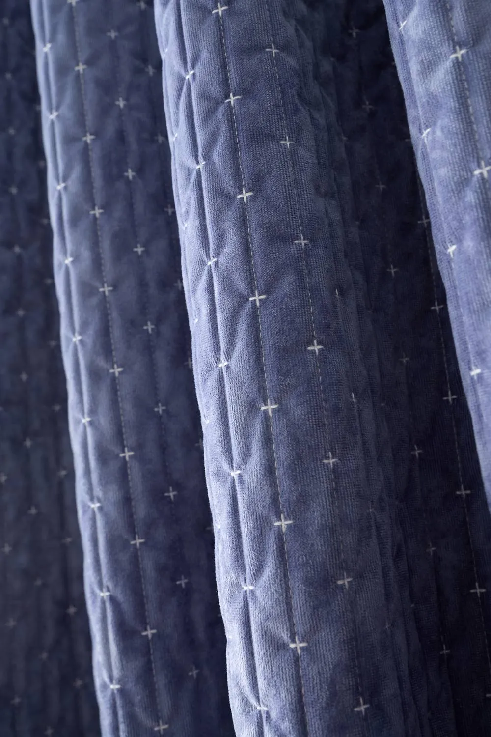 Bianca 'Attica Velvet' Blackout Eyelet Curtains in Blue 4
