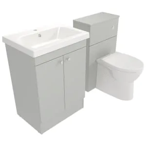Deccado Benham Whisper Grey 600mm Freestanding Vanity & 500mm Toilet Pan Unit with Basin Modular Combination 2