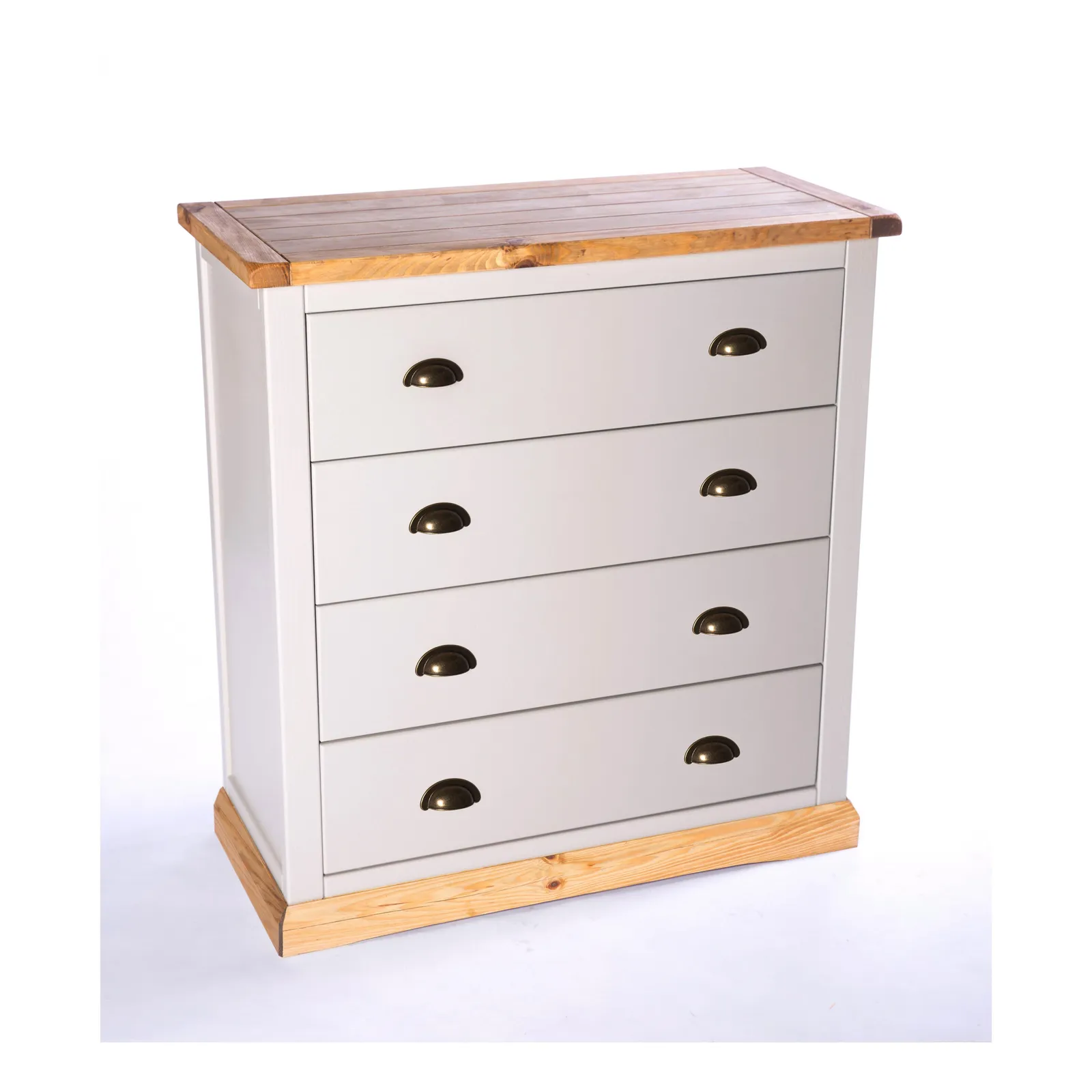 Cabinet Bits Bomporto 4 Drawer Chest of Drawers Brass Cup Handle in Light Grey 3