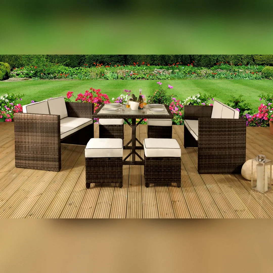 Comfy Living Ltd 7 Piece Rattan Garden Furniture Set in Brown