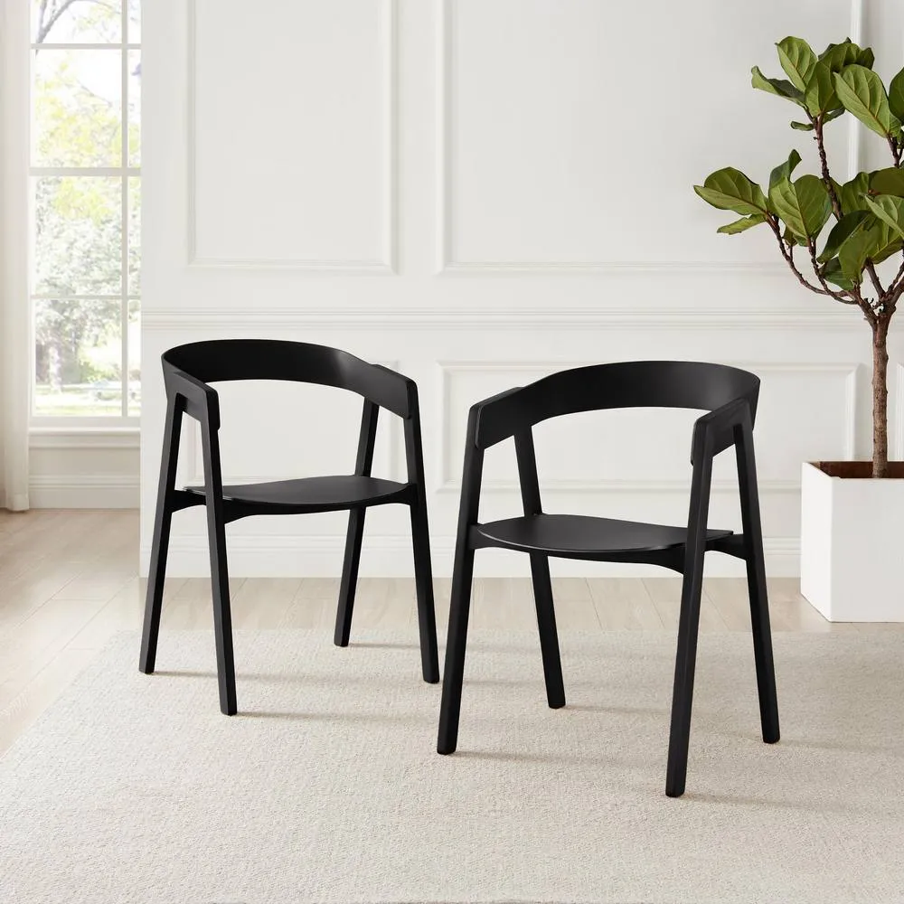 FurnitureboxUK 2x Masa Black Solid Wood Dining Chairs 3
