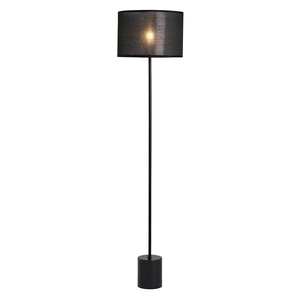 Oliver Marble Base Floor Lamp with Shade, Black