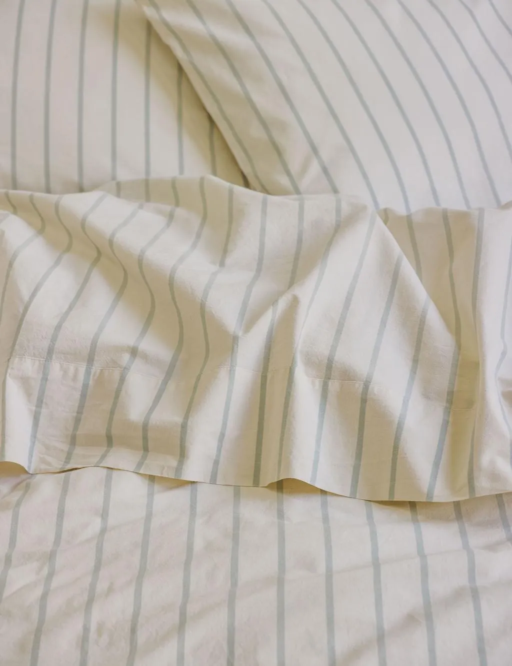 Piglet In Bed Pure Cotton Striped Flat Sheet Beige Mix