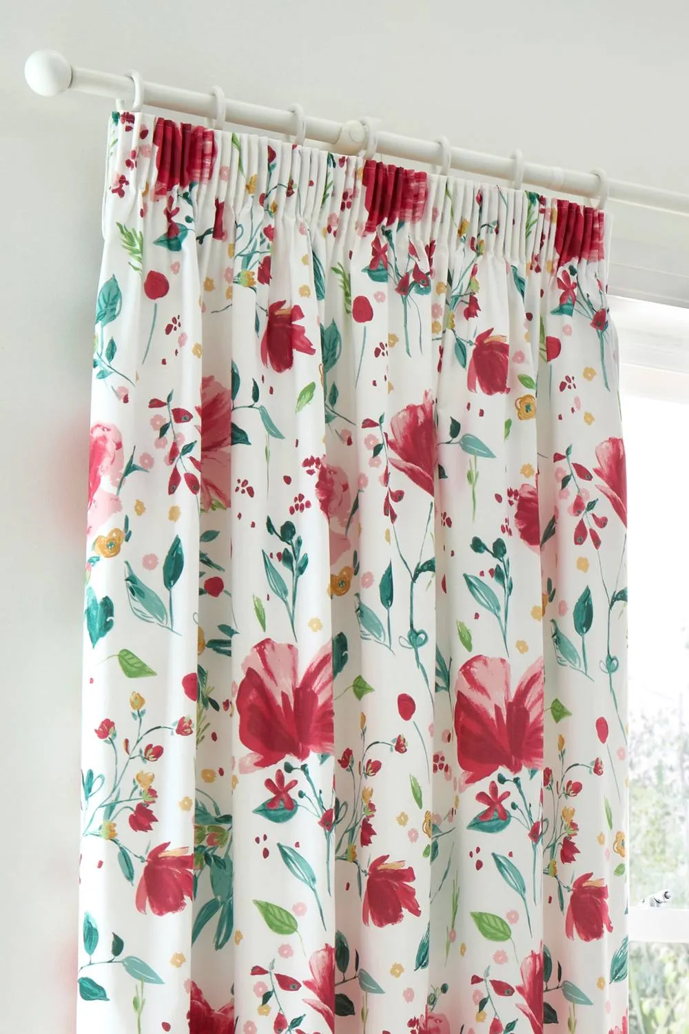 Dreams & Drapes 'Abstract Poppy' Lined Pair of Pencil Pleat Curtains 2