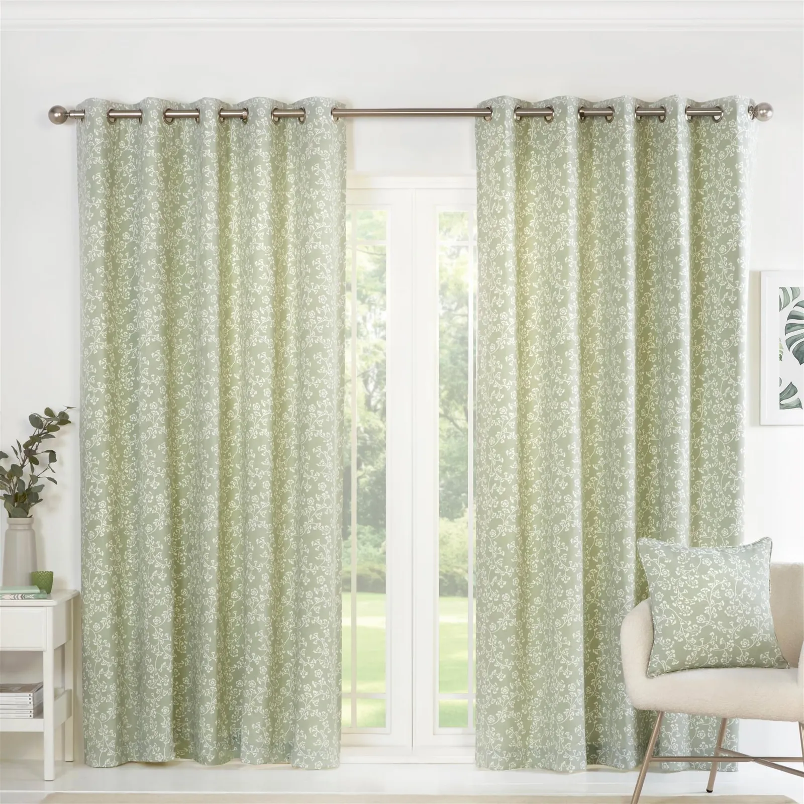 Sundour Sade Eyelet Curtains in Green