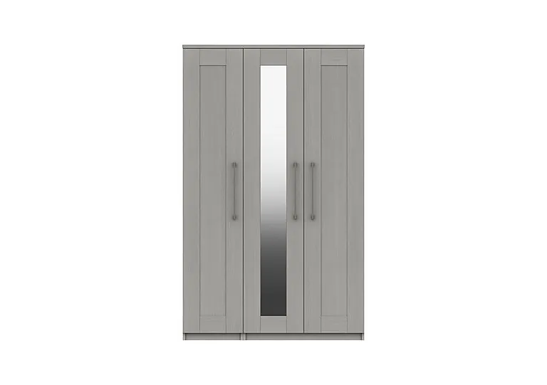 Fenchurch 3 Door Wardrobe with Mirror - Light Grey