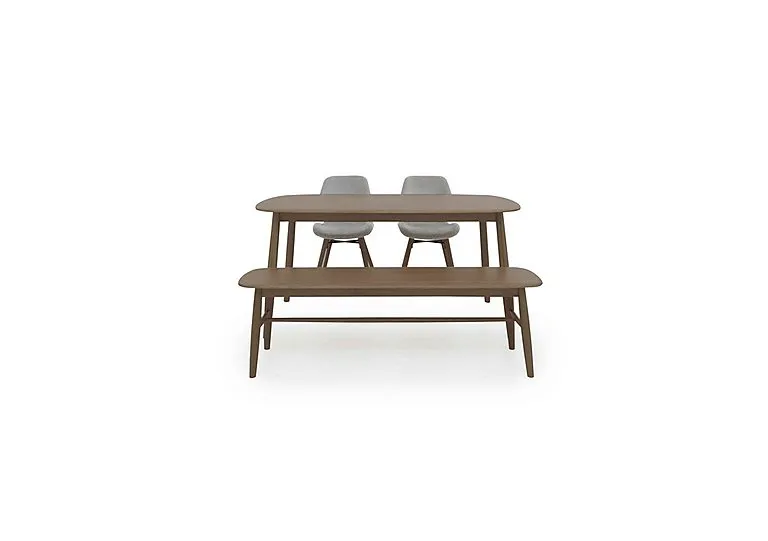 Stockholm Fixed Dining Table with 2 Upholstered Chairs and a Bench - Dark Oak