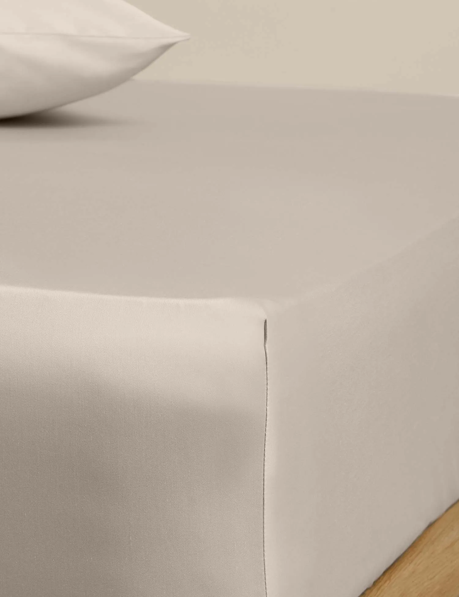 M&S Egyptian Cotton 230 Thread Count Silky Deep Fitted Sheet Putty