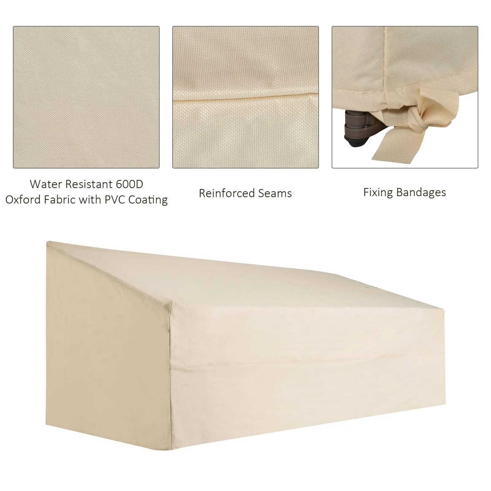 OUTSUNNY 3 Seater Rain Cover Garden Sofa Chair Bench Protector 218x111x101cm in Beige 4
