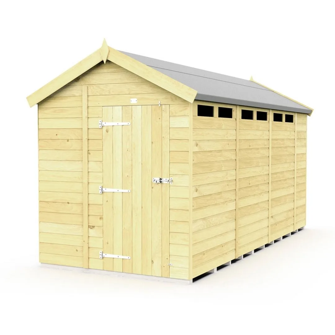 Buttercup Farm 7 x 14 Feet Apex Security Shed - Single Door - L417 x W214 x H217 cm in Brown