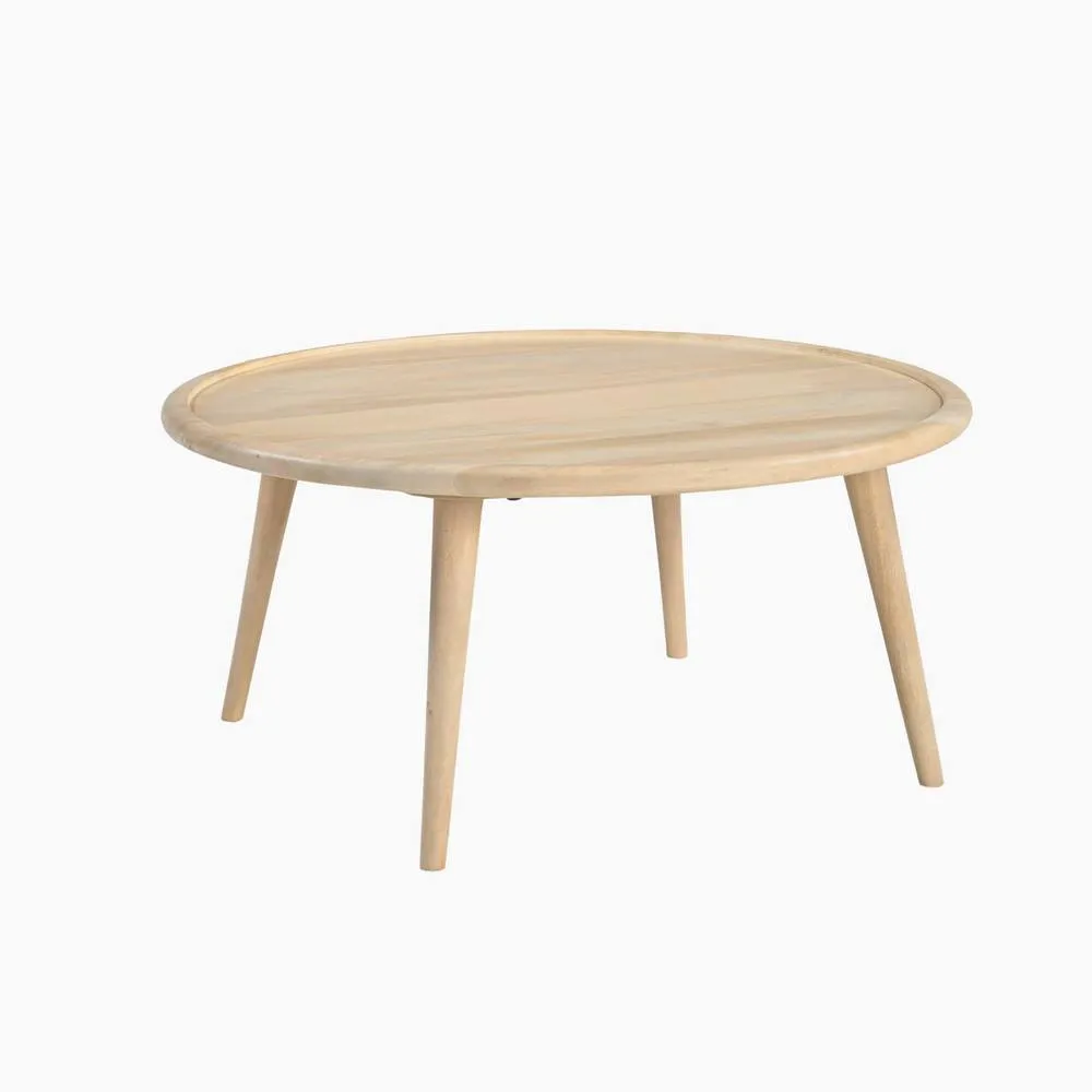 FurnitureboxUK Orizaba Round White Oak Wood Coffee Table in Light Brown 3