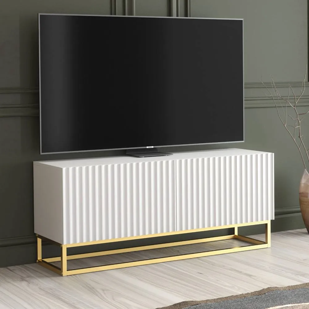 Creative Furniture Ripple TV Unit 100cm - White with Fluted Doors 6