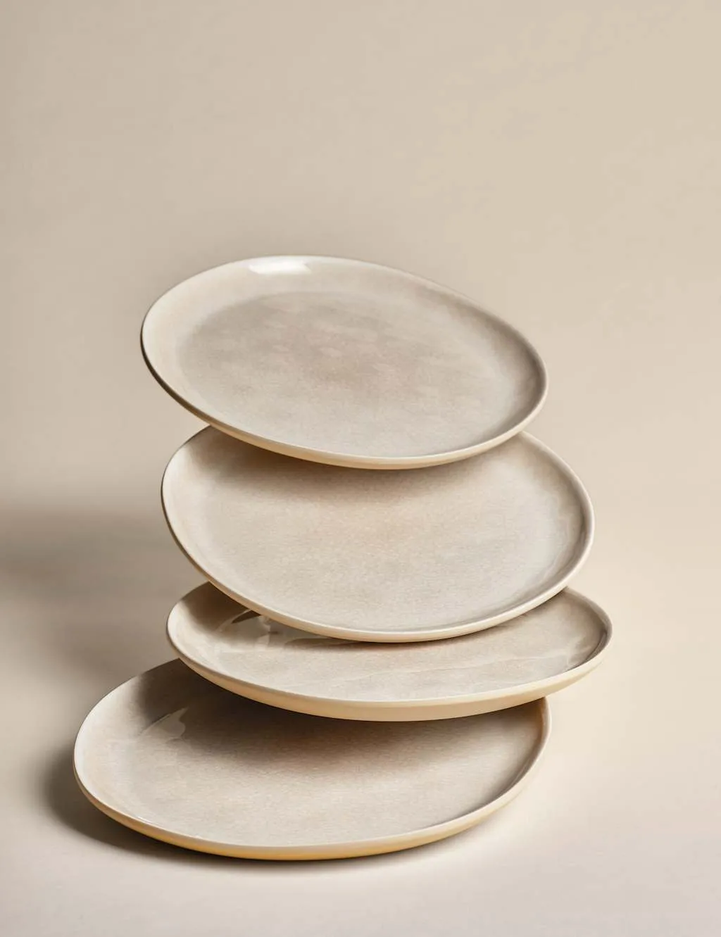 M&S Set of 4 Linen Reactive Picnic Side Plates Natural