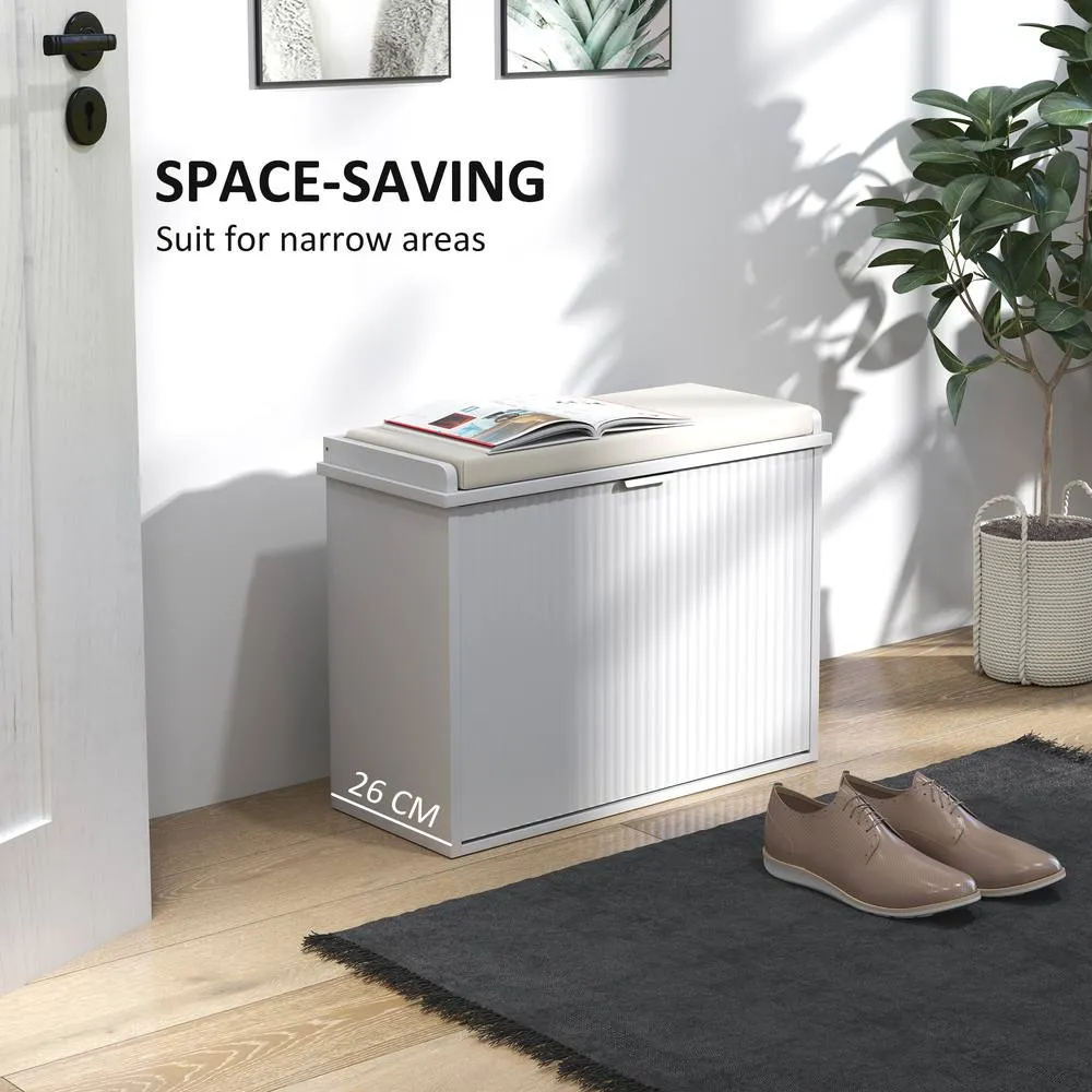 HOMCOM Shoe Storage Bench with Cushion & Flip-Drawer 62x26x47.5cm White 6