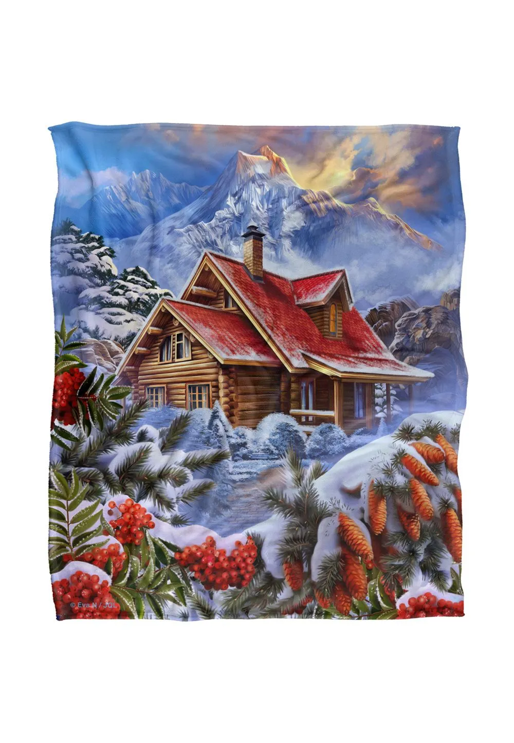 JQ Licensing En Winter Cabin Silky Touch Super Soft Throw Blanket 152 X 127 cm in White