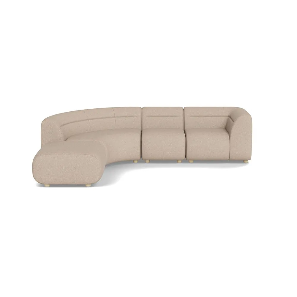 Heal's Lilli Left Hand Facing Curved Corner Sofa Boucle Tweed Pearl Natural Beech Feet 1