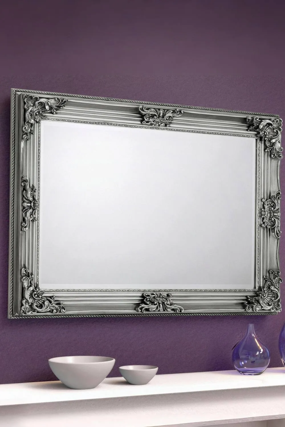 Julian Bowen Rococo Wall Mirror in Silver