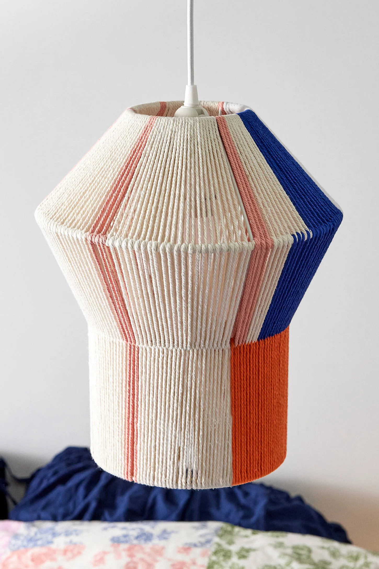 Colour-Block String Lamp Shade - White 3