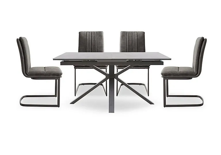 Moon Pop-up Extending Dining Table and 4 Fabric Cantilever Chairs
