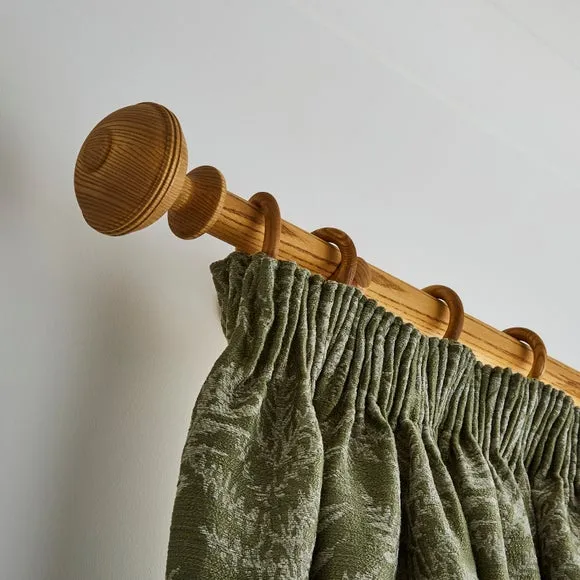 Oval Ribbed Wood Curtain Pole 2