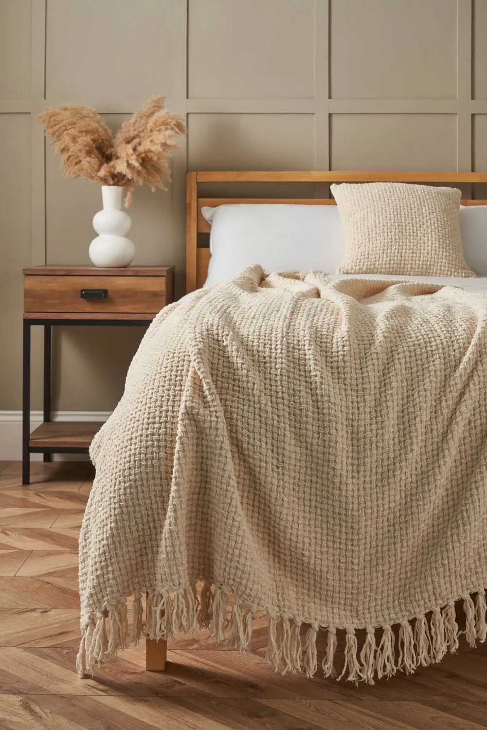 BHS Cross Weave Throw in Cream